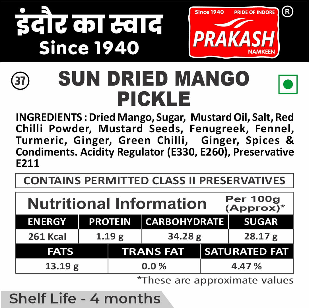 Sun Dried Mango Pickle (U.P. Style)