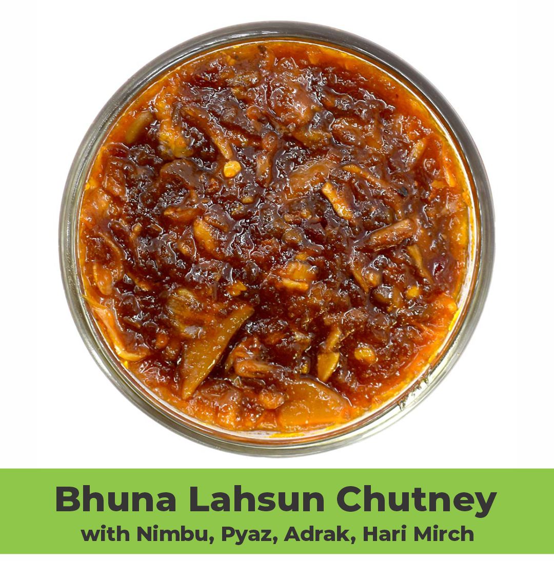 Bhuna Lahsun Chutney With Nimbu, Pyaz, Adrak, Hari Mirch